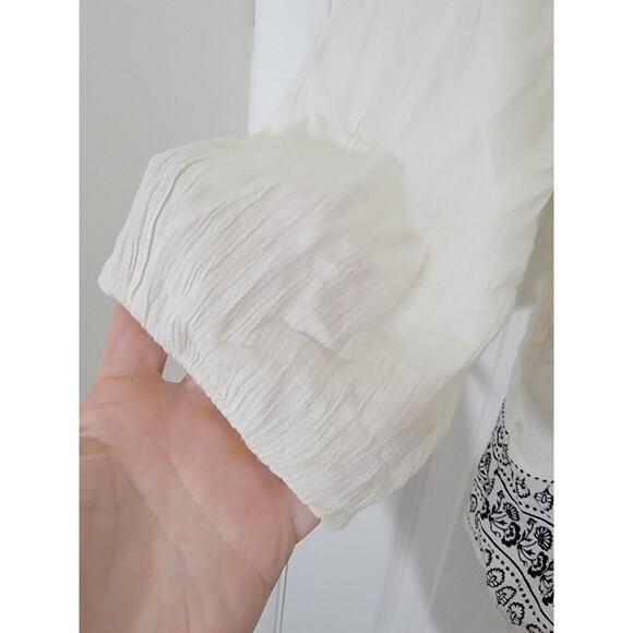 Old Navy NWOT Peasant Top 100% Viscose Cream And Black Size L Oversized - Picture 5 of 11